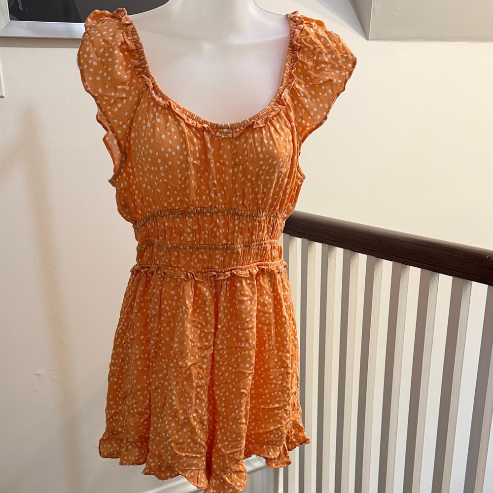 Lush Orange Polka Dot Romper